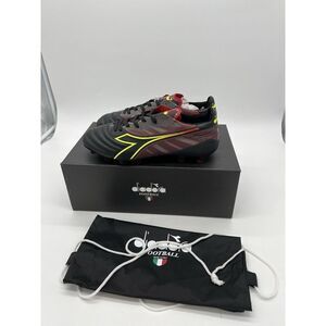 Diadora Men's Black and Yellow Football Shoes